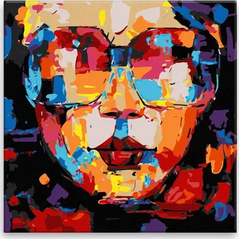 Malování podle čísel - S brýlemi - 40x40 cm, bez dřevěného rámu - CZ výroba