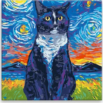 Malování podle čísel - Kočka z pohádky - 40x40 cm, bez dřevěného rámu - CZ výroba