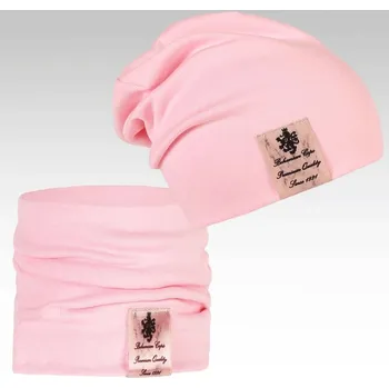 Čepice DRÁČE sada čepice a nákrčník Pastels double set 01 sv. růžová velikost čepic: 46-48cm