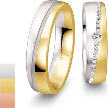 Prsten Snubní prsteny Inspiration 6 - Cena za pár z bílého zlata s 49 diamanty 4804260-4804259