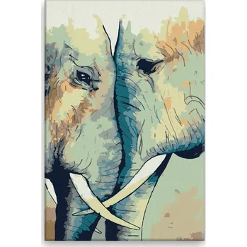 Dětské zboží Malování podle čísel - Sloní láska - 40x60 cm, bez dřevěného rámu - CZ výroba