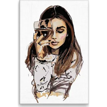 Dětské zboží Malování podle čísel - Se sklenicí vína - 40x60 cm, bez dřevěného rámu - CZ výroba