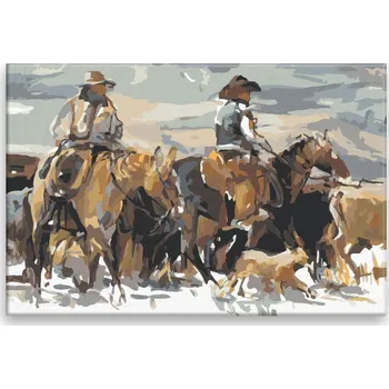 Dětské zboží Malování podle čísel - Kovbojové - 60x40 cm, bez dřevěného rámu - CZ výroba