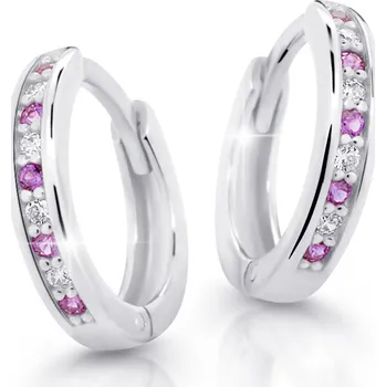 Náušnice Cutie Jewellery Dětské náušnice kroužky z bílého zlata C3342B-Fialová