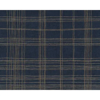 Tapeta Vliesová tapeta tmavě modrá, zlaté káro 379194 / Tapety na zeď 37919-4 Metropolitan Stories 2 (0,53 x 10,05 m) A.S.Création