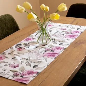 umělá květina Štola krémová, růžové růže, 40x100 cm