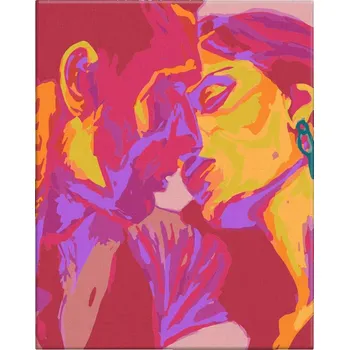 Malování podle čísel - Vášnivý polibek - 40x50 cm, bez dřevěného rámu - CZ výroba