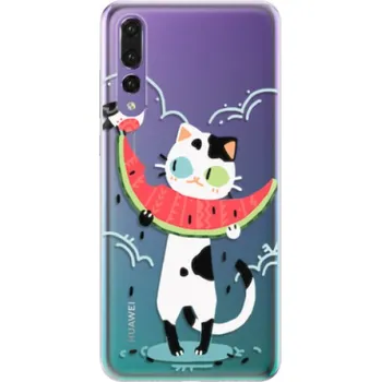 Pouzdro na mobilní telefon Odolné silikonové pouzdro iSaprio - Cat with melon - Huawei P20 Pro