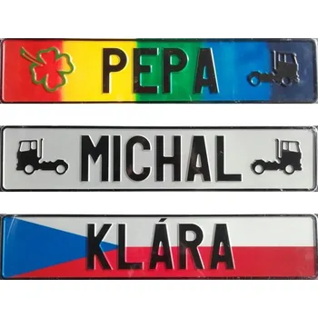Žertovný předmět Plechová jmenovka SPZ, vlastní text na přání