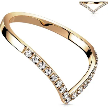 Prsten Šperky4U Ocelový prsten špička s čirými zirkony - velikost 55 - OPR1870RD-55