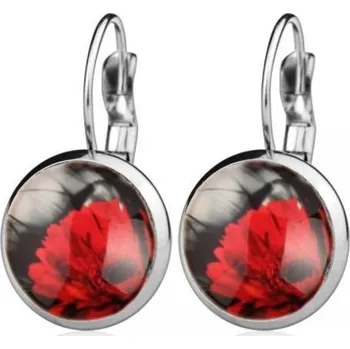 Náušnice Ocelové náušnice červená gerbera