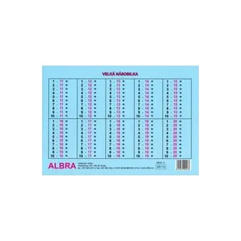 výuková tabulka Velká násobilka karta A4 250-112