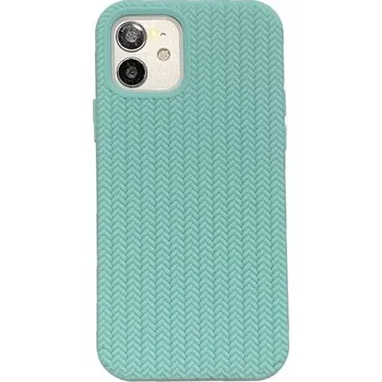 Pouzdro na mobilní telefon Silikonový kryt s copánkovým vzorem pro iPhone 11 - mentolový