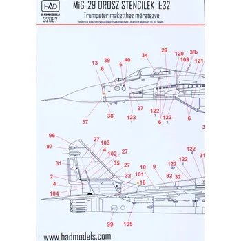 Plastikový model HAD models 1/32 Decal MiG-29 Russian stencils (TRUMP)