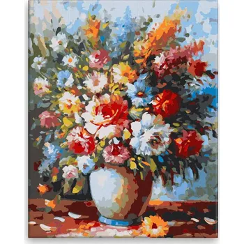 Malování podle čísel - Polní květy ve váze - 40x50 cm, bez dřevěného rámu - CZ výroba