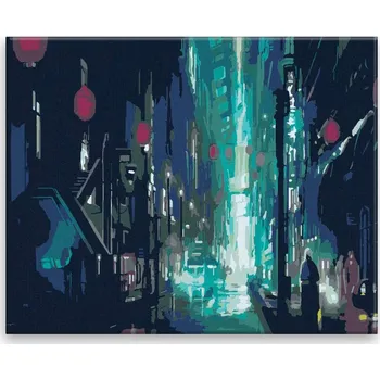 Malování podle čísel - Tajemná ulice - 50x40 cm, bez dřevěného rámu - CZ výroba