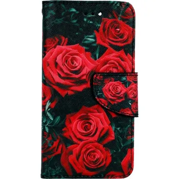 Pouzdro na mobilní telefon Pouzdro iPhone SE 2020 knížkové Červené růžičky (kryt neboli obal na iPhone SE 2020)