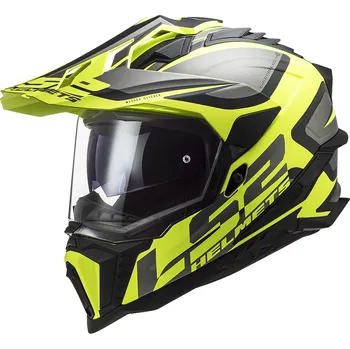 Helma na motorku LS2 MX701 EXPLORER ALTER MATT BLACK H-V YELLOW (velikost helmy: M (57-58cm))