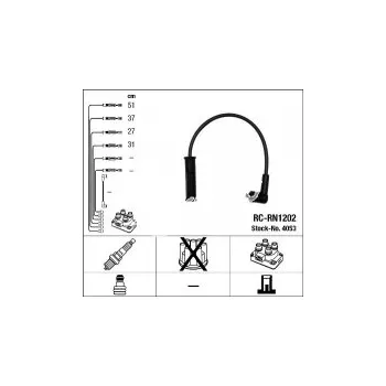 Zapalovací kabel Sada kabelů pro zapalování NGK RC-RN1202 - DACIA, RENAULT