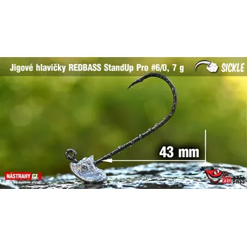 Rybářský háček Neváznoucí jigová hlavička REDBASS StandUp Pro Sickle #6/0 - 43 mm - 7 g, 5 ks