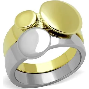 Prsten Šperky4U Dvojitý zlacený/lesklý ocelový prsten - velikost 57 - AL-0084-57