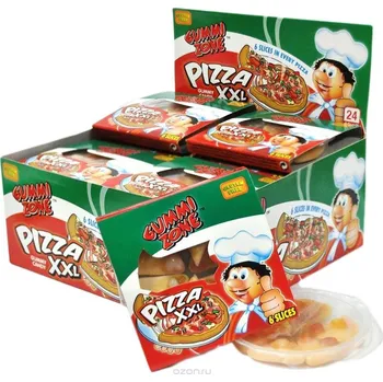 Bonbon Želé GUMMI ZONE mini PIZZA XXL 23g - balení 24 ks (1 ks = 12,50 Kč) (6 dílků / mini pizza / celé balení 24 ks)