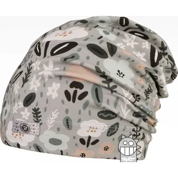 Čepice čepice Dráče 12 převis homeless sv. šedá s květy velikost čepic: 54-56cm (7-14 let, RDX vel. 6)