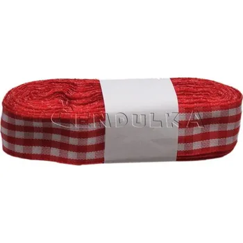 Stuha Stuha žakárová 25mm kostka červená