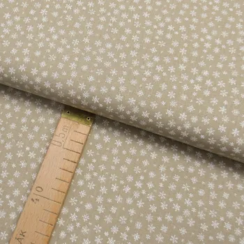 Bavlněné plátno - Vločky mini bílé na béžové - šíře 150cm/1bm