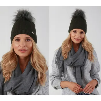 Čepice Fashionweek Dámská zimní čepice s bambulí flísová podšívka ZIZI-V13 Barva: Khaki, Velikost: Universal