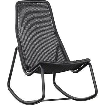 WOOOD Černé ratanové zahradní houpací křeslo Tonny