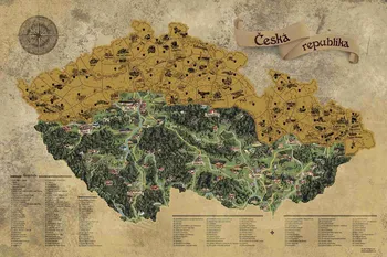 Plakát Giftio Stírací mapa České republiky Deluxe XXL 117 x 78 cm