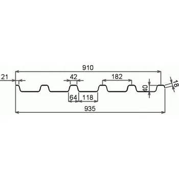 Průsvitná krytina ELYPLAST ELYPLAST Sklolaminát pro prosvětlení trapézových plechů 182/40, čirá, 935 x 6000mm, tl.1mm , 2xUV389