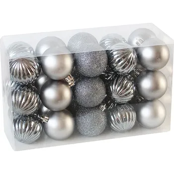 Vánoční dekorace Baňky pvc 30ks/5cm antracit (797527)