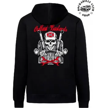 Pánská mikina Pánská mikina Outlaw Bastards Skull Trucker Zipper Hoodie - velikost L