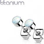 Titanové náušnice s kulatým opálem 3 mm