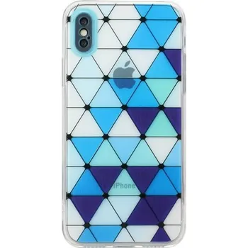 Pouzdro na mobilní telefon Měkký kryt se vzorem vitráže pro iPhone X / XS - modrý