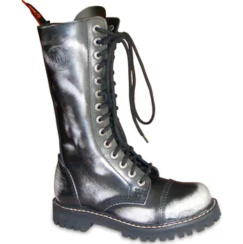 Moto obuv boty kožené KMM 14 dírkové černé/bílá Velikost: 43, Provedení: se zipem