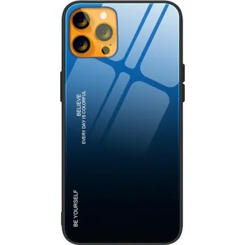 Pouzdro na mobilní telefon Kryt se skleněnou zadní stranou pro iPhone 13 mini - modročerný