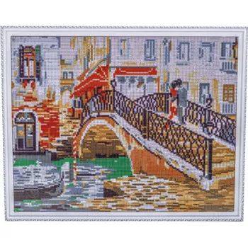 Diamantové malování TSvetnoy TSvetnoy, LG041e, Diamond painting - diamantové malování, 40 x 50 cm, Most přes řeku