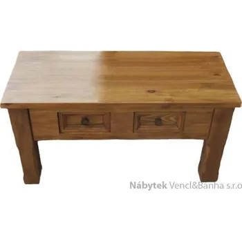 Konferenční stolek dřevěný rustikální stylový konferenční stolek z masivního dřeva borovice Mexicana CEN06 rovné nohy euromeb