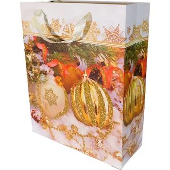 Dárková taška Dárková taška střední vánoční se třpytkami (0038H)