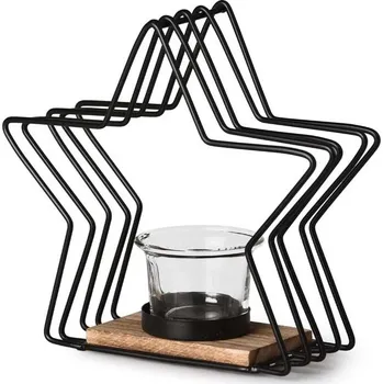 Svícen Svícen kov 170X65MM na čajovou svíčku, HVĚZDA, ČERNÁ