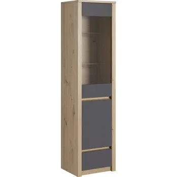 Knihovna Eoshop Vitrína Kypr D1W, šedá / dub artisan, lamino