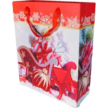 Dárková taška Dárková taška střední vánoční se třpytkami (0038G)