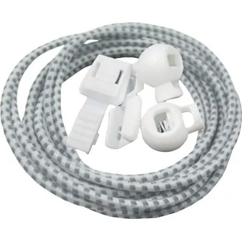 Tkaničky do bot Gumové reflexní tkaničky do bot se zarážkou, jeden pár - Bílo šedé, 100 cm