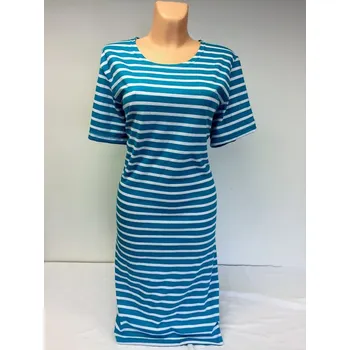 Dámské šaty Dámské domácí šaty BIKOL xxl, Barva Hnědo bílomodrý proužek, Velikost XXL50, Materiál 100% bavlna