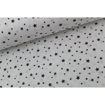 Tmavě modré menší hvězdy na bílé - bavlněné plátno, šíře 240cm