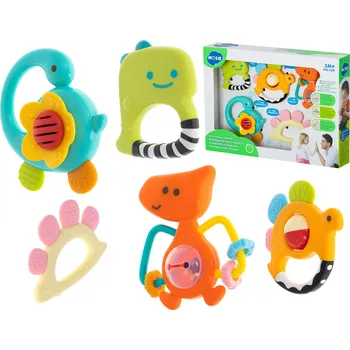 Hračka pro nejmenší Huile Toys KIK KX5999 Sada chrastítek a kousátek pro miminka Dinosauři 5 ks