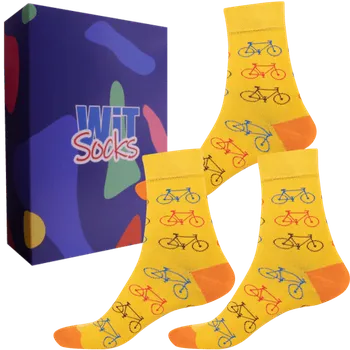 Pánské ponožky Dárkový set - Sporty - Kolo žluté - velikost 43-46 (Velikost 43-46)